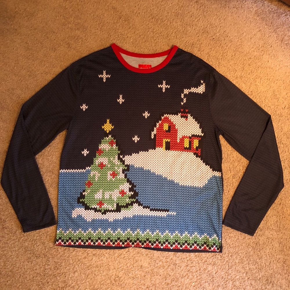 Men’s long sleeve ugly Christmas sweater shirt L